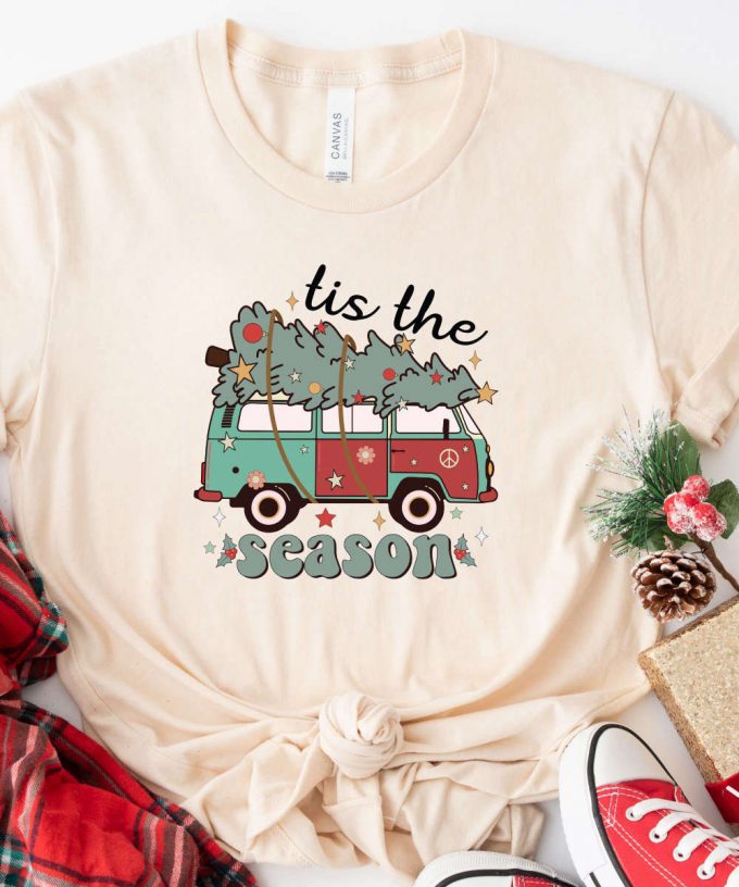 Tis The Season Retro Christmas Shirt, Retro Truck And Christmas Tree Tshirt, Fun Holiday Tee, Retro Christmas Gift For Women 4