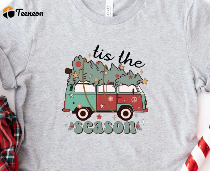 Tis The Season Retro Christmas Shirt, Retro Truck And Christmas Tree Tshirt, Fun Holiday Tee, Retro Christmas Gift For Women 1