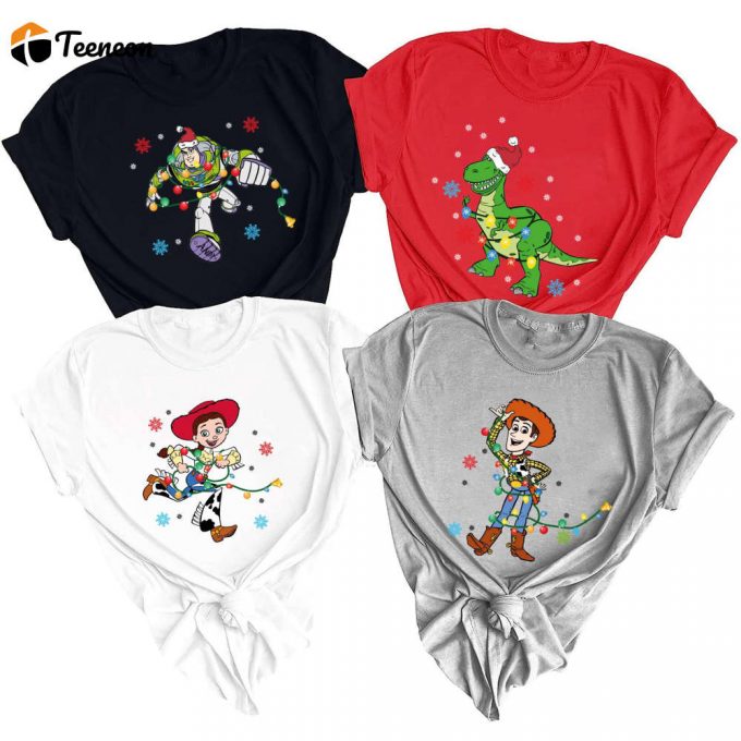 Disney Toy Story Christmas Shirt: Festive T-Rex &Amp;Amp; Buzz Lightyear Design For Disney Vacation &Amp;Amp; Family 1