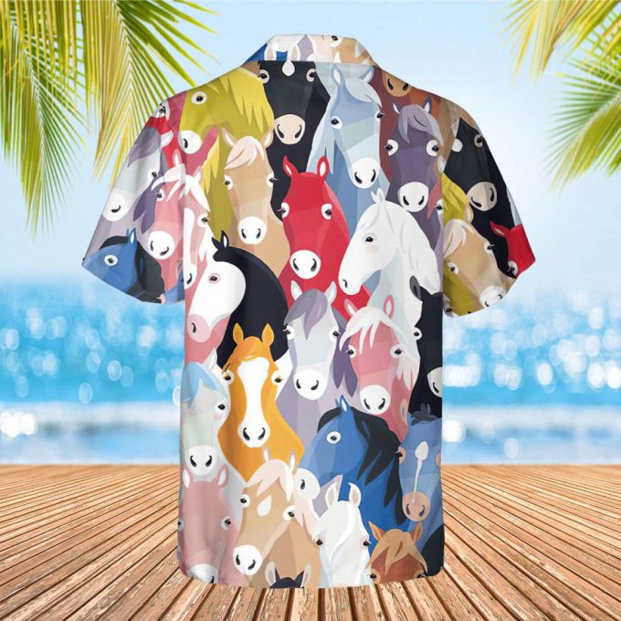 Tropical Horse Hawaiian Shirts For Men Women, Animal Print Mens Casual Shirt Button Down Short Sleeves, Farm Lovers Shirt, Horse Lover Shirt 3