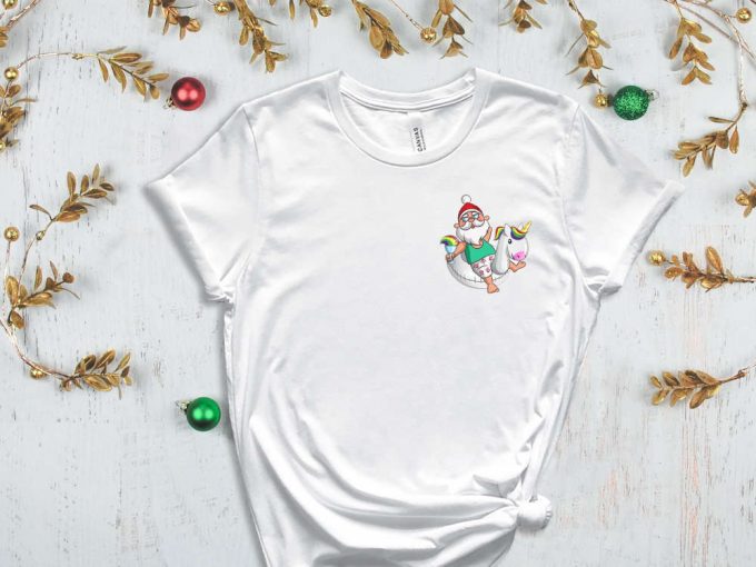 Unicorn Santa Pocket Size T-Shirt, Unicorn Christmas, Santa Riding Unicorn, Funny Christmas Tees, Xmas Unicorn, Santa Shirt, Unicorn Shirt 4