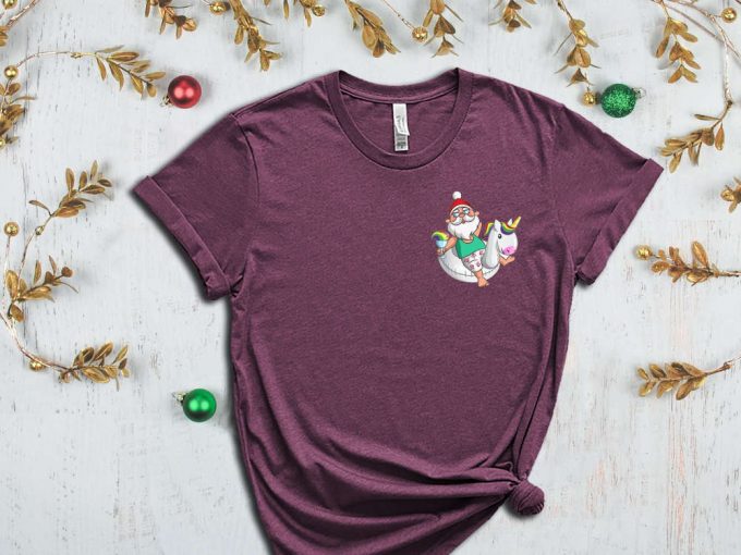 Unicorn Santa Pocket Size T-Shirt, Unicorn Christmas, Santa Riding Unicorn, Funny Christmas Tees, Xmas Unicorn, Santa Shirt, Unicorn Shirt 7