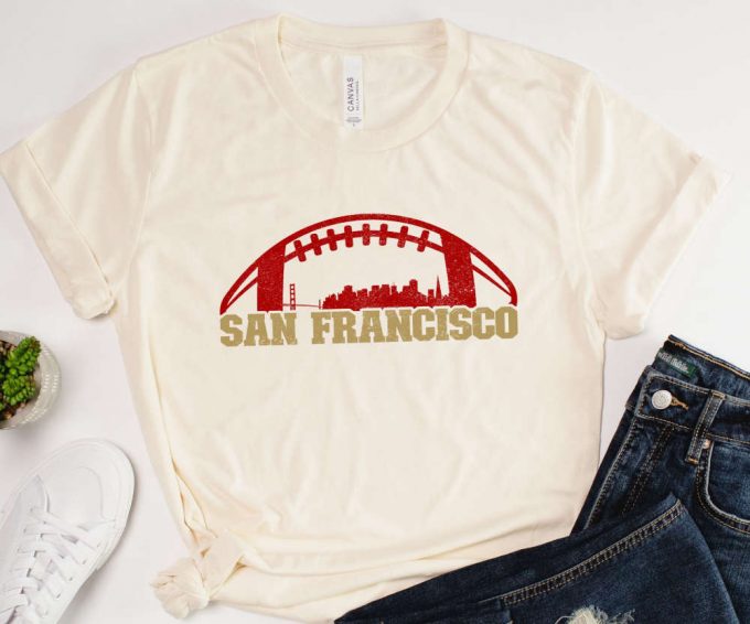 Unisex San Francisco Football Shirt, San Francisco Skyline Football Tee, Unisex Sf 49 T-Shirt, 49 Fan Gift, Gift For Him, Gift For Dad 3