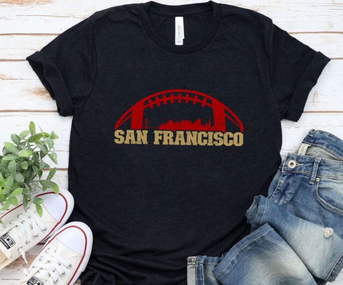 Unisex San Francisco Football Shirt, San Francisco Skyline Football Tee, Unisex Sf 49 T-Shirt, 49 Fan Gift, Gift For Him, Gift For Dad 4