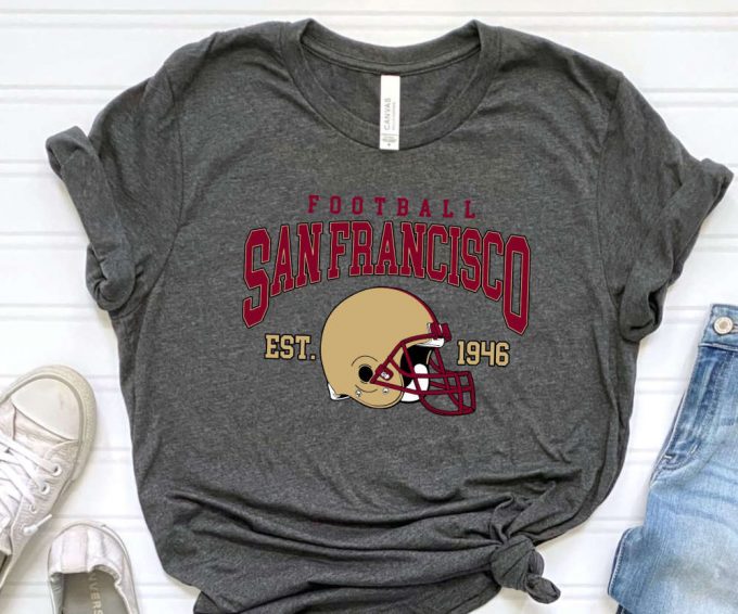 Unisex San Francisco Football Shirt, Womens Sf Football Tee, Retro 49 Tshirt, Unisex Sf 49 T-Shirt, 49 Fan Gift, Gift For Him, Gift For Dad 2