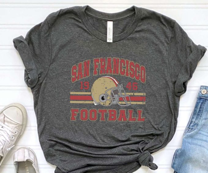 Unisex San Francisco Football Shirt, Womens Sf Football Tee, Retro 49 Tshirt, Unisex Sf 49 T-Shirt, 49 Fan Gift, Gift For Him, Gift For Dad 4