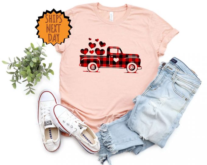 Valentines Plaid Patterned Truck Shirt ,Funny Valentines Day Shirt ,Red Heart Gift Shirt ,Cute Valentine Shirt ,Cute Valentines Gift Shirt 2