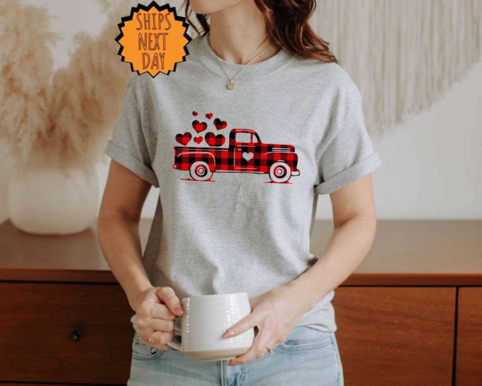Valentines Plaid Patterned Truck Shirt ,Funny Valentines Day Shirt ,Red Heart Gift Shirt ,Cute Valentine Shirt ,Cute Valentines Gift Shirt 4