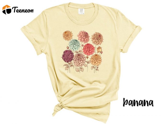 Vintage Dahlias Shirt - Cottagecore Flower Tee Nature-Inspired Dahlia Gift 1