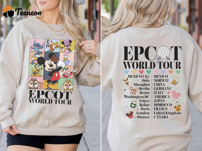 Vintage Disney Epcot World Tour Shirt Drink Around The World Traveler Sweatshirt Disneyland Family Matching T-Shirt Disney World Trip Tee 1