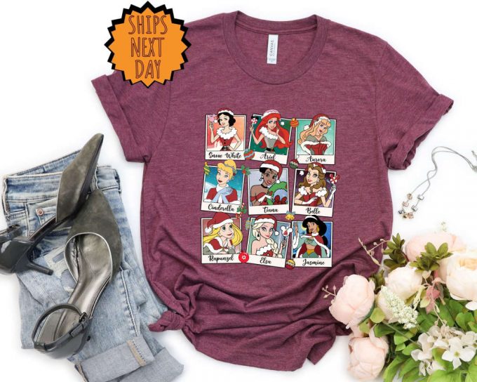 Vintage Disney Princess Christmas Shirt, Princess Christmas Gift Shirt, Disney Princess Gift Tee, Xmas Princess Squad Tee, Xmas Family Tee 3