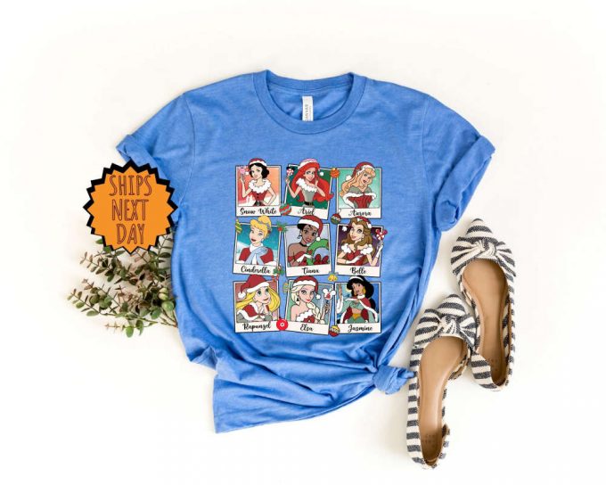 Vintage Disney Princess Christmas Shirt, Princess Christmas Gift Shirt, Disney Princess Gift Tee, Xmas Princess Squad Tee, Xmas Family Tee 4