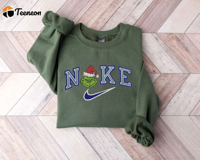 Vintage Nike Santa Grinch Face Embroidered Sweatshirt 1