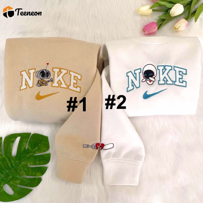 Wall E And Eve Disney Nike Embroidered Sweatshirts 1