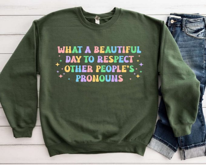Stylish Pronoun Respect Sweater: Lgbtq+ Rights Sweatshirt Human Equality Shirt Pride Tee 3