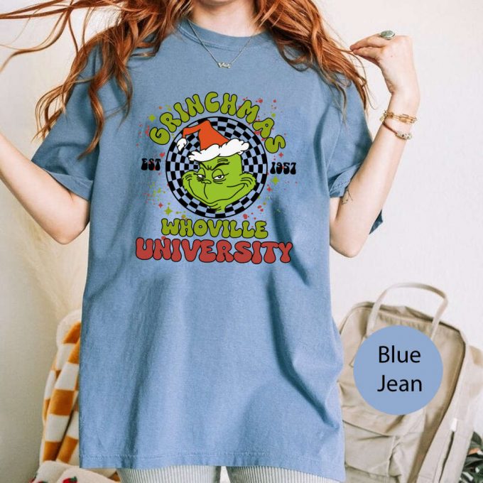 Whovillee University Christmas Comfort Colors Shirt: Vintage Retro Grinchmas Funny Trendy 2