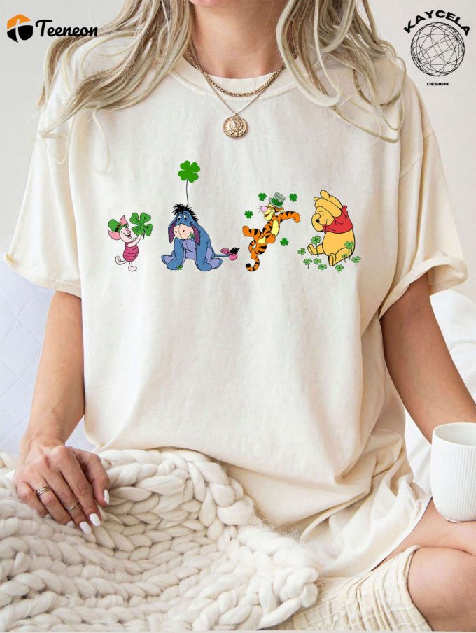 Get Into The St Patrick’s Day Spirit With Winnie The Pooh Disney Happy Shirt! Celebrate With Wdw Disneyland Four Leaf Clover Shamrock Shirt Disney Lucky Tees And Matching Disney Apparel 1