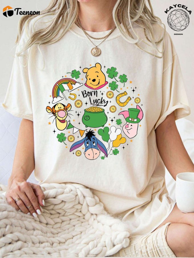 Winnie The Pooh Disney Happy St Patrick’s Day Shirt - Get Your Luck On With Wdw Disneyland Four Leaf Clover Shamrock Shirt! Disney Lucky Tees And Matching Designs For An Extra Dose Of Magic! 1