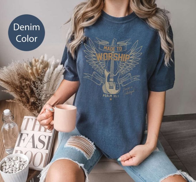 Psalm 95 Worship Shirt: Trendy Christian Comfort Colors Tee Oversized Religious Shirt - Bible Verse Faith 3