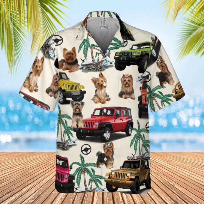 Yorkshire Terrier Car Hawaiian Shirt, Tropical Pattern Shirt, Hawaii Travel Tee, Car Hawaii Shirt For Men Button Down, Vacation Shirt 2