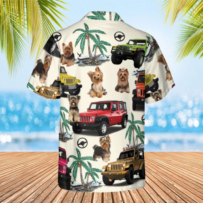 Yorkshire Terrier Car Hawaiian Shirt, Tropical Pattern Shirt, Hawaii Travel Tee, Car Hawaii Shirt For Men Button Down, Vacation Shirt 3