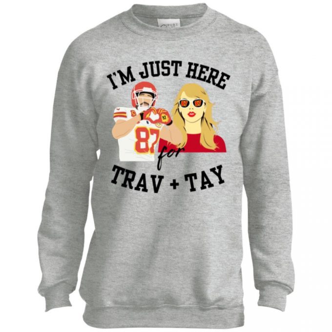 Youth Trav And Tay Swifty Crew Neck Chiefs Super Bowl Sweatshirt 3