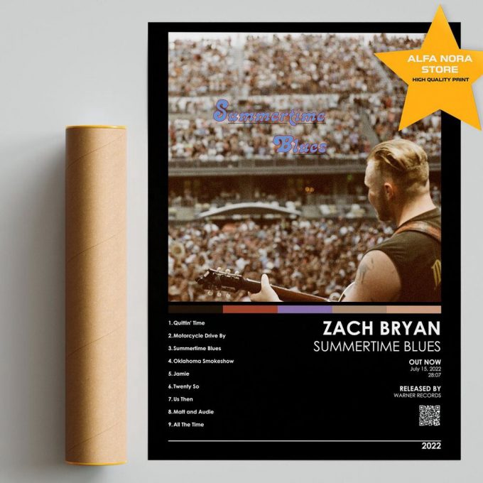 Zach Bryan Poster For Home Decor Gift | Summertime Blues Poster For Home Decor Gift | Zach Bryan 2022 Album 2