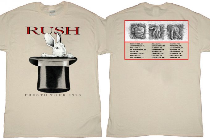 Rush 1990 North America Tour T-Shirt: Presto Rabit &Amp; Rock Band Shirt 2