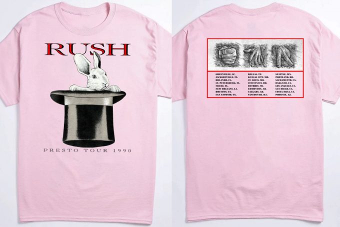 Rush 1990 North America Tour T-Shirt: Presto Rabit &Amp; Rock Band Shirt 3