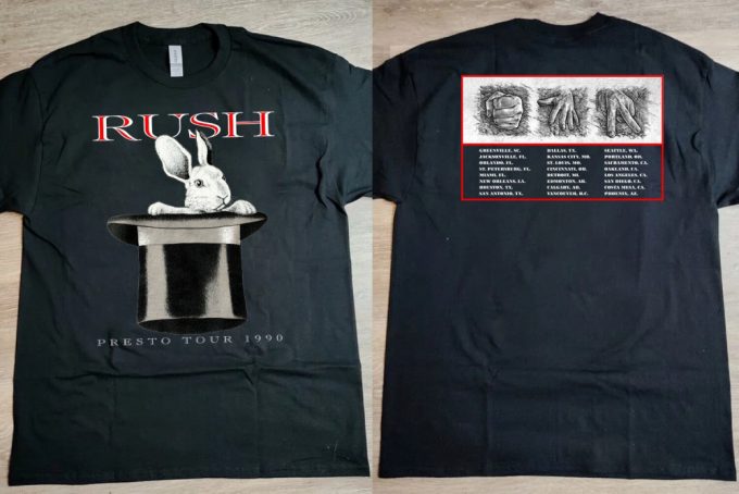 Rush 1990 North America Tour T-Shirt: Presto Rabit &Amp; Rock Band Shirt 4