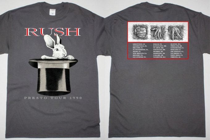 Rush 1990 North America Tour T-Shirt: Presto Rabit &Amp; Rock Band Shirt 5