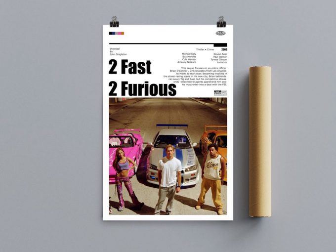 2 Fast 2 Furious Movie Poster For Home Decor Gift, Fast And Furious, Paul Walker 2