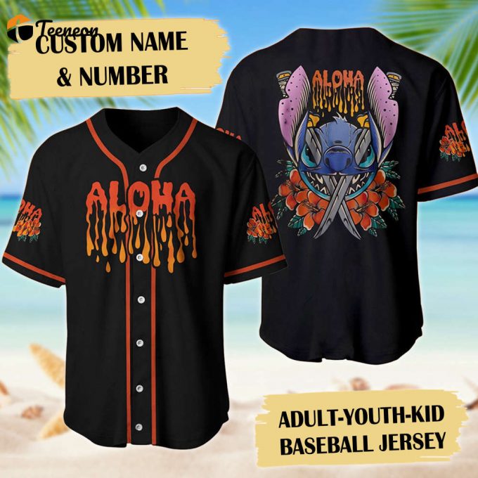 Aloha Blue Dog Horror Baseball Jersey - Cartoon Sport Shirt 1