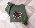 America Sunflower Sweatshirt,USA Flag Flower Sweater,Gift For American,4th Of July Flag Graphic Sweater,Freedom Sweater,Independence Sweater