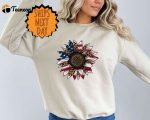 America Sunflower Sweatshirt,USA Flag Flower Sweater,Gift For American,4th Of July Flag Graphic Sweater,Freedom Sweater,Independence Sweater