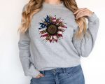 America Sunflower Sweatshirt,USA Flag Flower Sweater,Gift For American,4th Of July Flag Graphic Sweater,Freedom Sweater,Independence Sweater