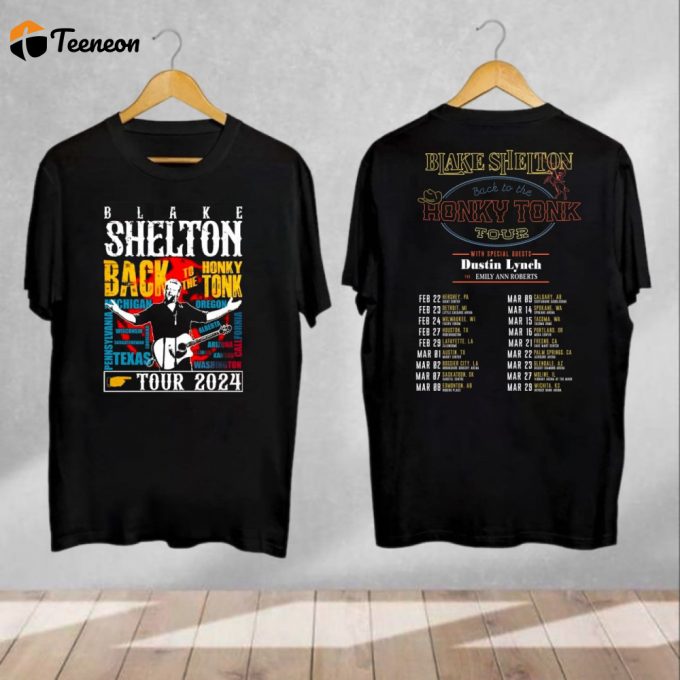 Blake Shelton Honky Tonk Tour 2024 Shirt: Perfect Gift For Fans &Amp;Amp; Concert-Goers 1
