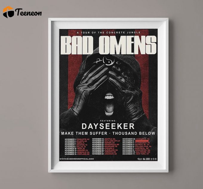 Bad Omens Concrete Jungle 2022 Tour Poster For Home Decor Gift, Bad Omens Print, Rock Band Poster For Home Decor Gift 1
