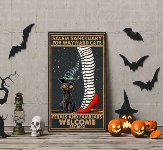 Black Cat Humane Society Salem Sanctuary Cat Lovers Witch Witches Poster For Home Decor Gift For Home Decor Gift 2