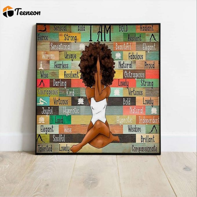 Black Woman Portrait Afro Queen Yoga Art Yoga Lover Poster For Home Decor Gift For Home Decor Gift