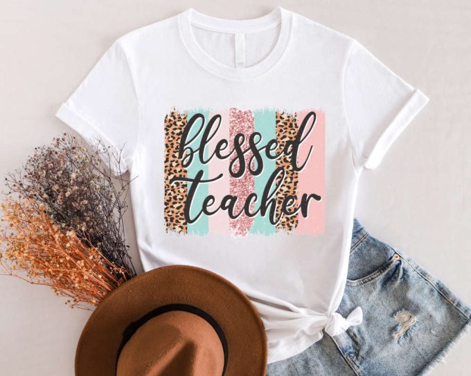 Blessed Teacher Shirt Teacher Leopard Thanksgiving Mode Life &Amp; Teachers Day Shirt 2