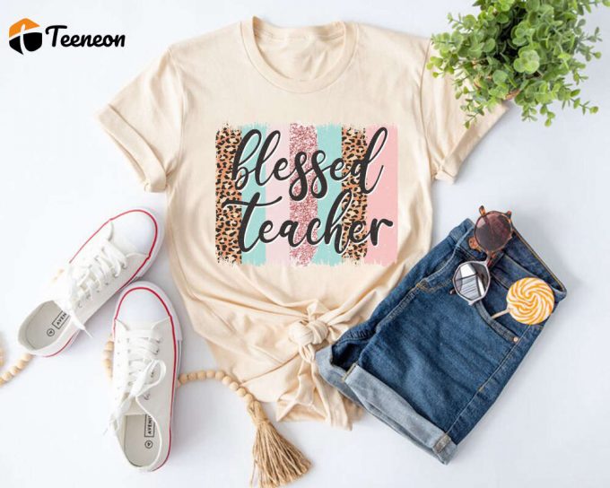 Blessed Teacher Shirt Teacher Leopard Thanksgiving Mode Life &Amp;Amp; Teachers Day Shirt 1