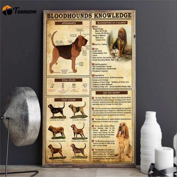 Bloodhounds Knowledge Dog Lover Poster For Home Decor Gift For Home Decor Gift 1