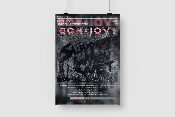 Bon Jovi Poster For Home Decor Gift | Slippery When Wet Poster For Home Decor Gift | Rock Music Poster For Home Decor Gift 3