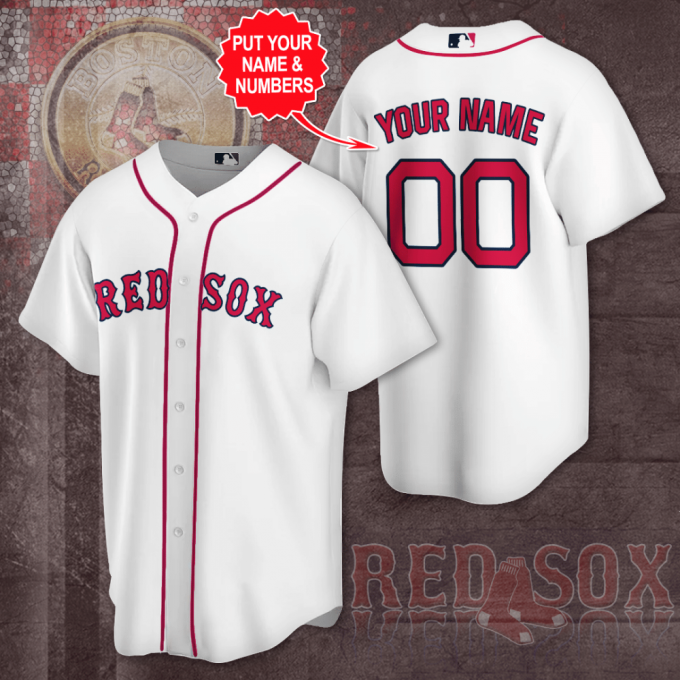 Boston Red Sox Mlb Personalized White Baseball Jersey #1 2