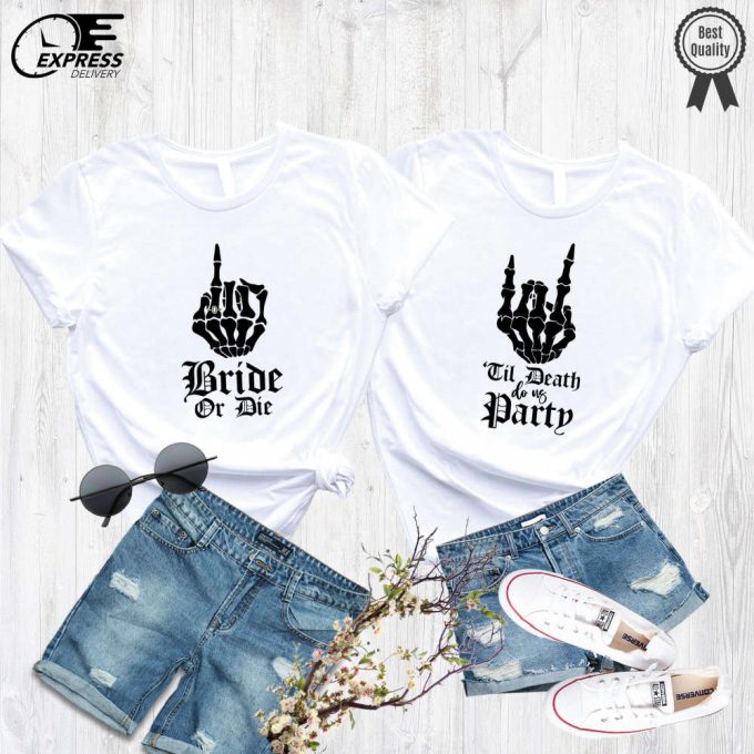 Witchy Punk Bride Or Die Shirt: Rock Bachelorette &Amp; Emo Party Attire 3