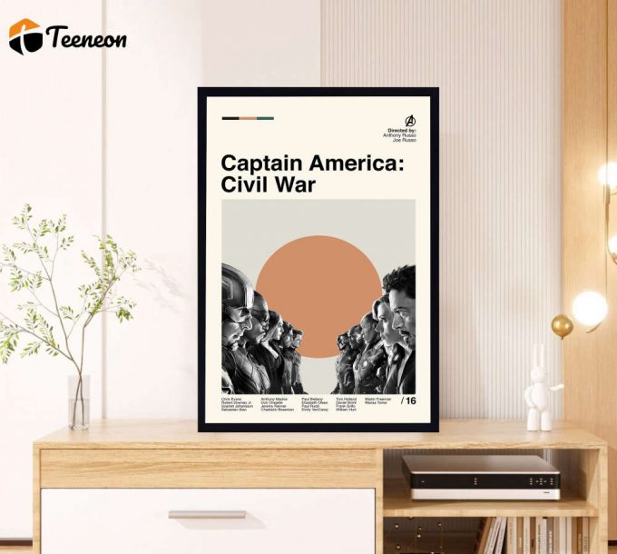 Captain America Civil War Poster For Home Decor Gift - Joe Russo - Retro Movie Poster For Home Decor Gift - Minimalist Art - Vintage Poster For Home Decor Gift - Modern Art - Wall Decor - Home Decor 1