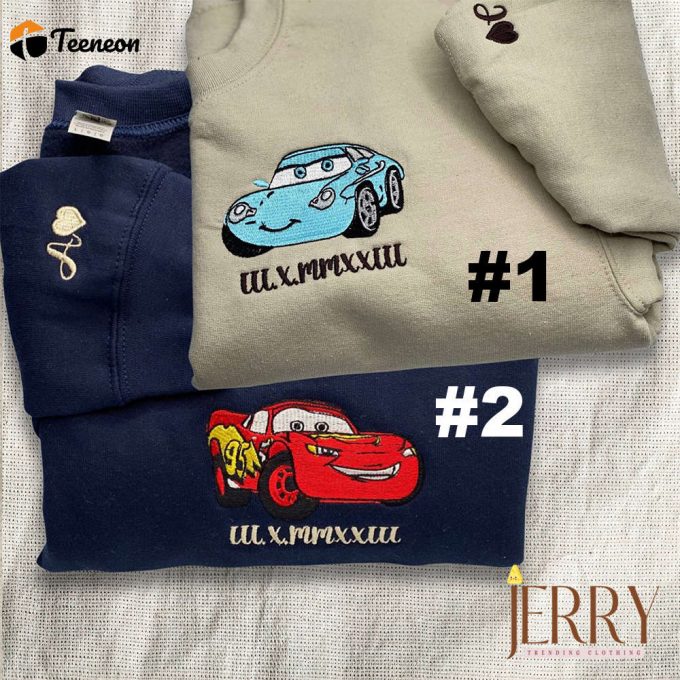 Cars Mcqueen Sally Couple Disney Embroidered Sweatshirt Anniversary Couple Matching Tee