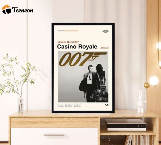 Casino Royale Poster For Home Decor Gift - James Bond 007 Film - Minimalist Poster For Home Decor Gift - Retro Movie Poster For Home Decor Gift - Vintage Inspired - Midcentury Art - Wall Decor 1