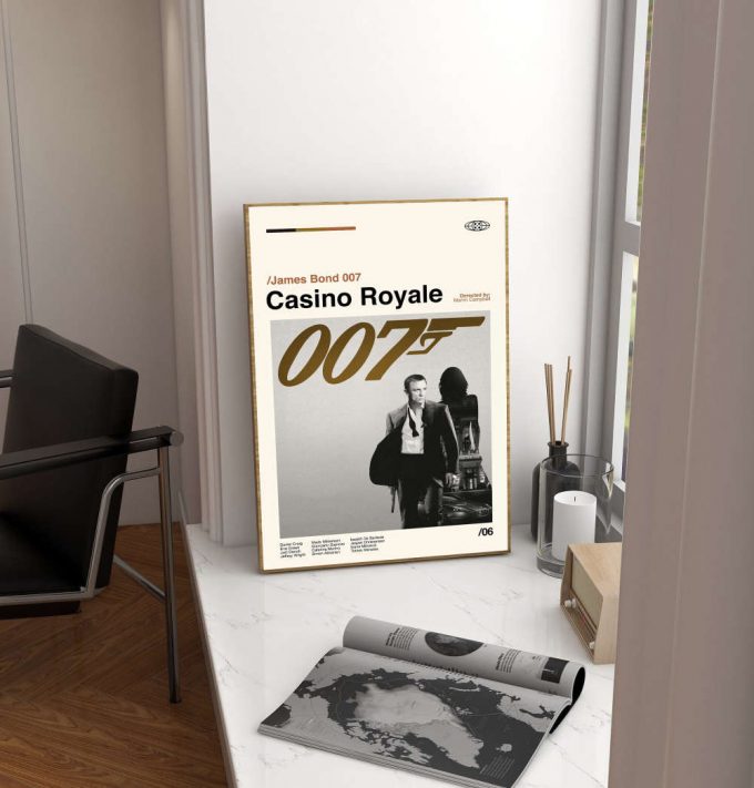 Casino Royale Poster For Home Decor Gift - James Bond 007 Film - Minimalist Poster For Home Decor Gift - Retro Movie Poster For Home Decor Gift - Vintage Inspired - Midcentury Art - Wall Decor 2